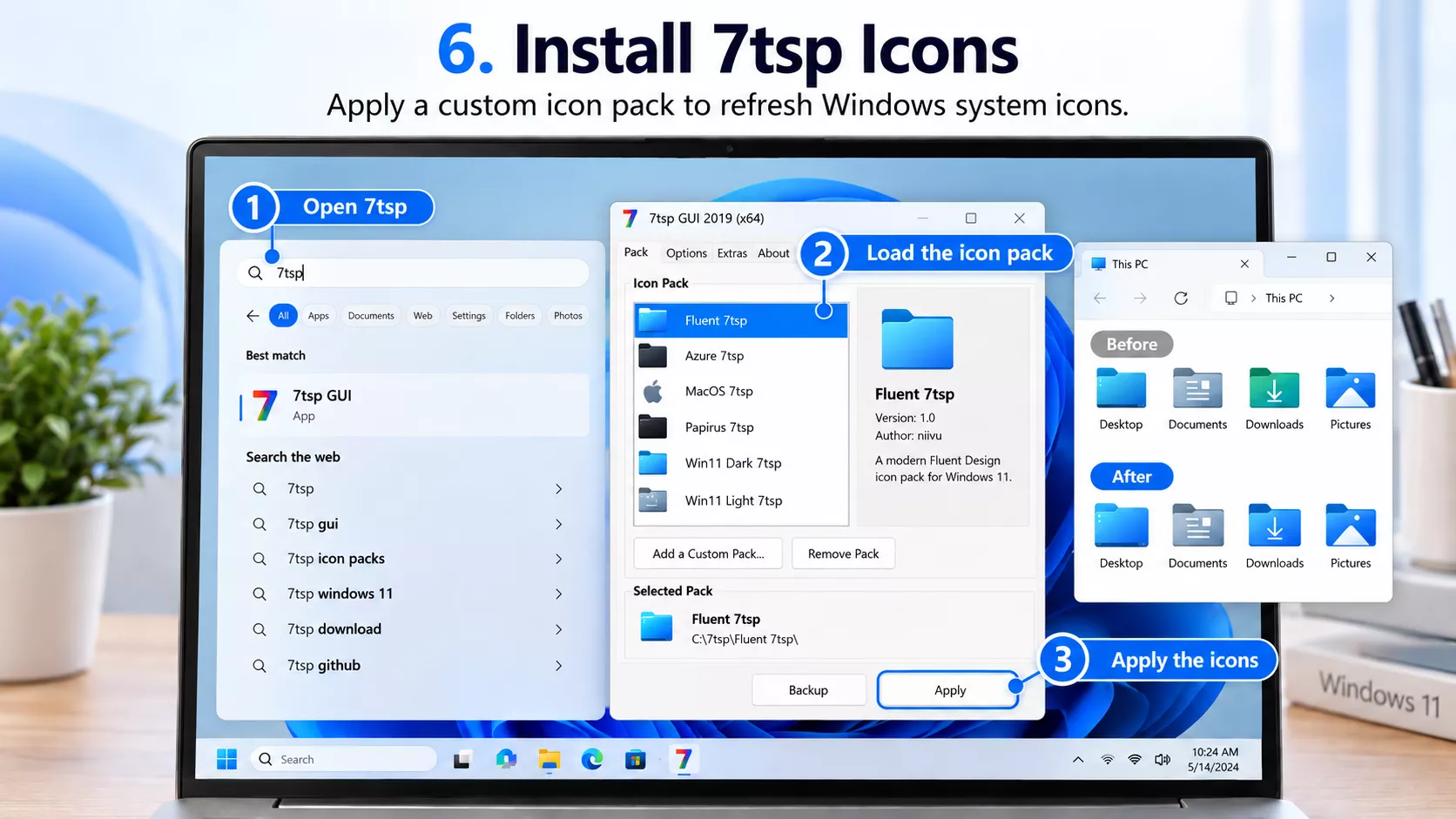 How to Install 7tsp Icon Packs on Windows 11