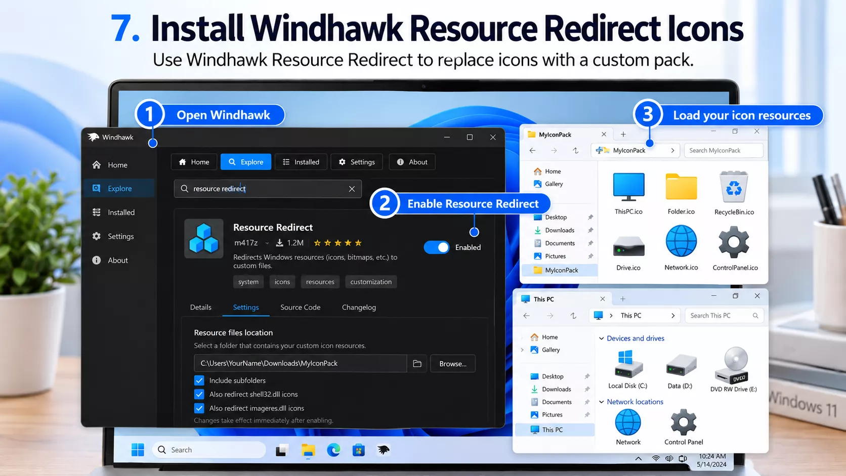 Install Windhawk Resource Redirect Icon on Windows 11